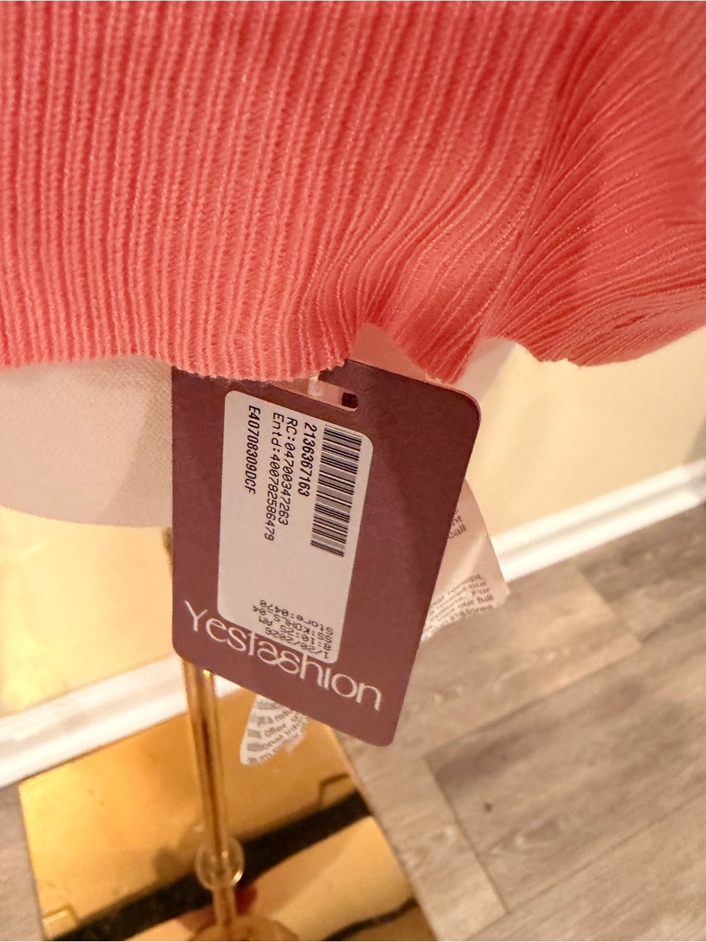 Pink Ribbed Tie-Front Crop Top - Picture 5 of 6